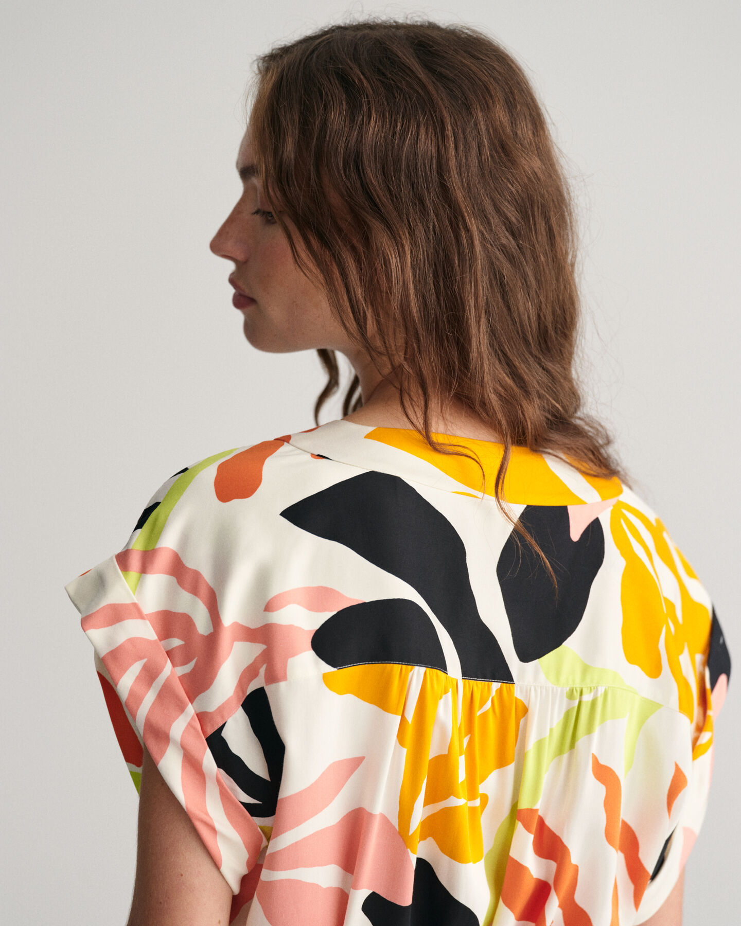 Palm Print jurk met korte mouwen