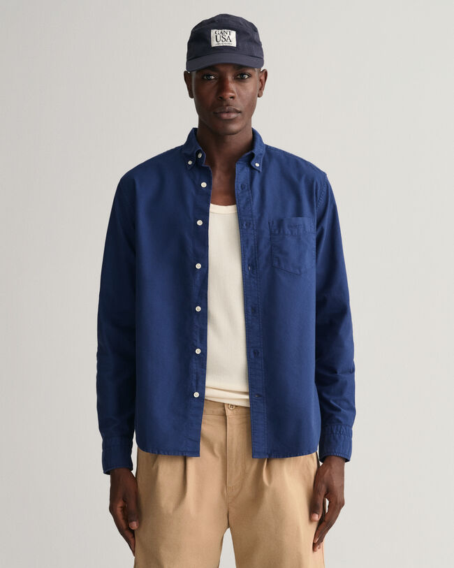 Regular Fit Sunfaded Oxford-overhemd