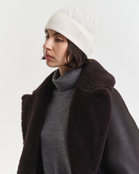 Kabelgebreide wollen beanie