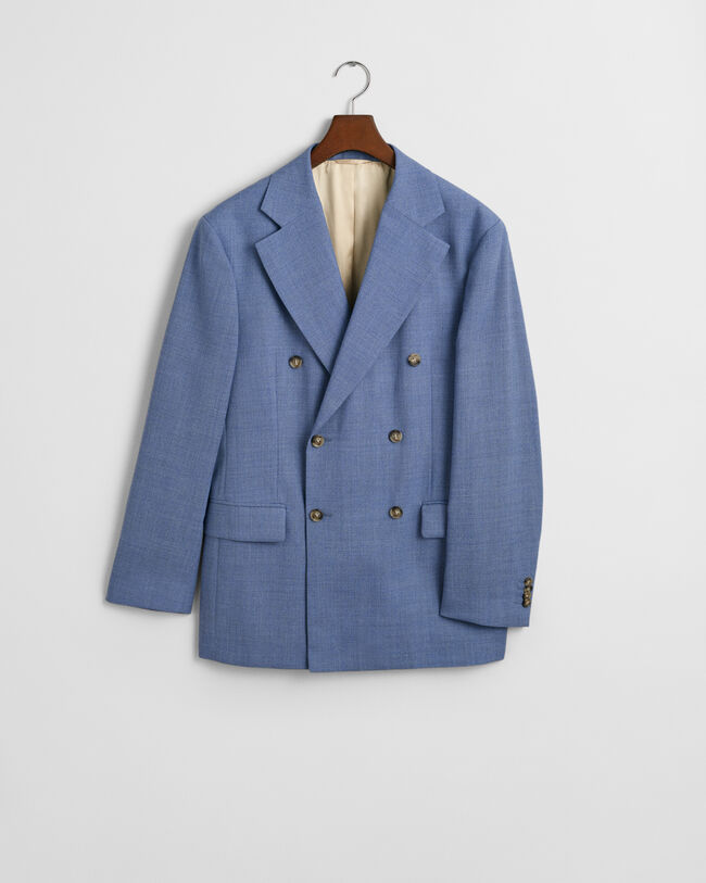 Regular Fit kostuumjasje van moulinéwol