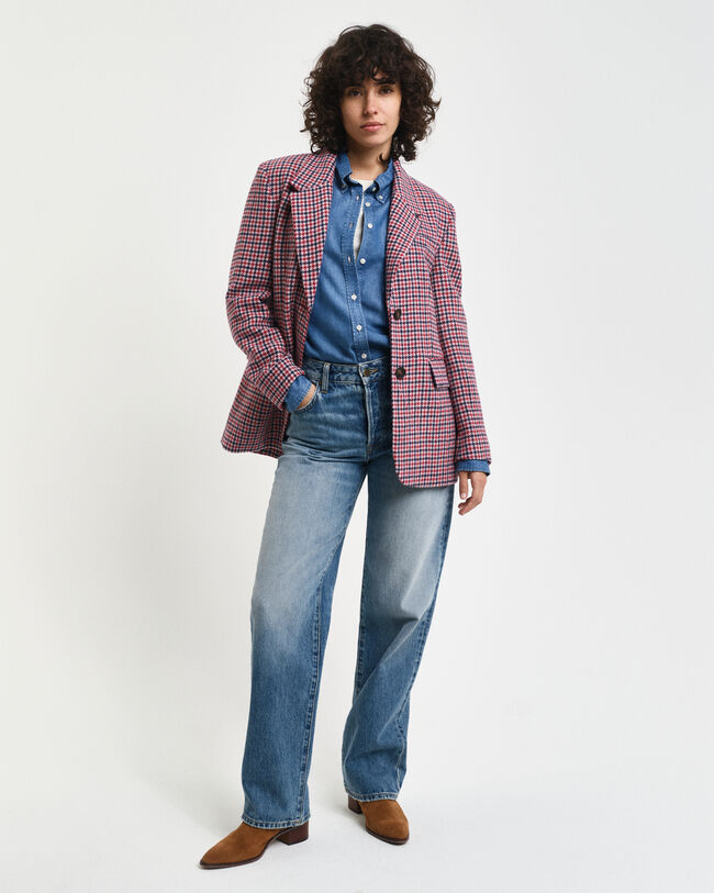 Regular fit blazer met pied-de-poule