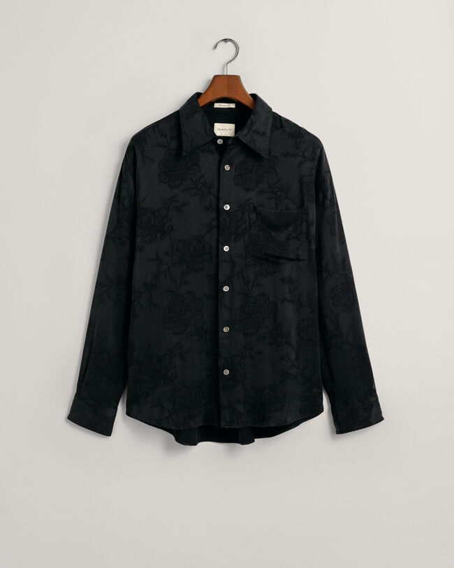 Relaxed Fit jacquard overhemd van cupro-viscosemix