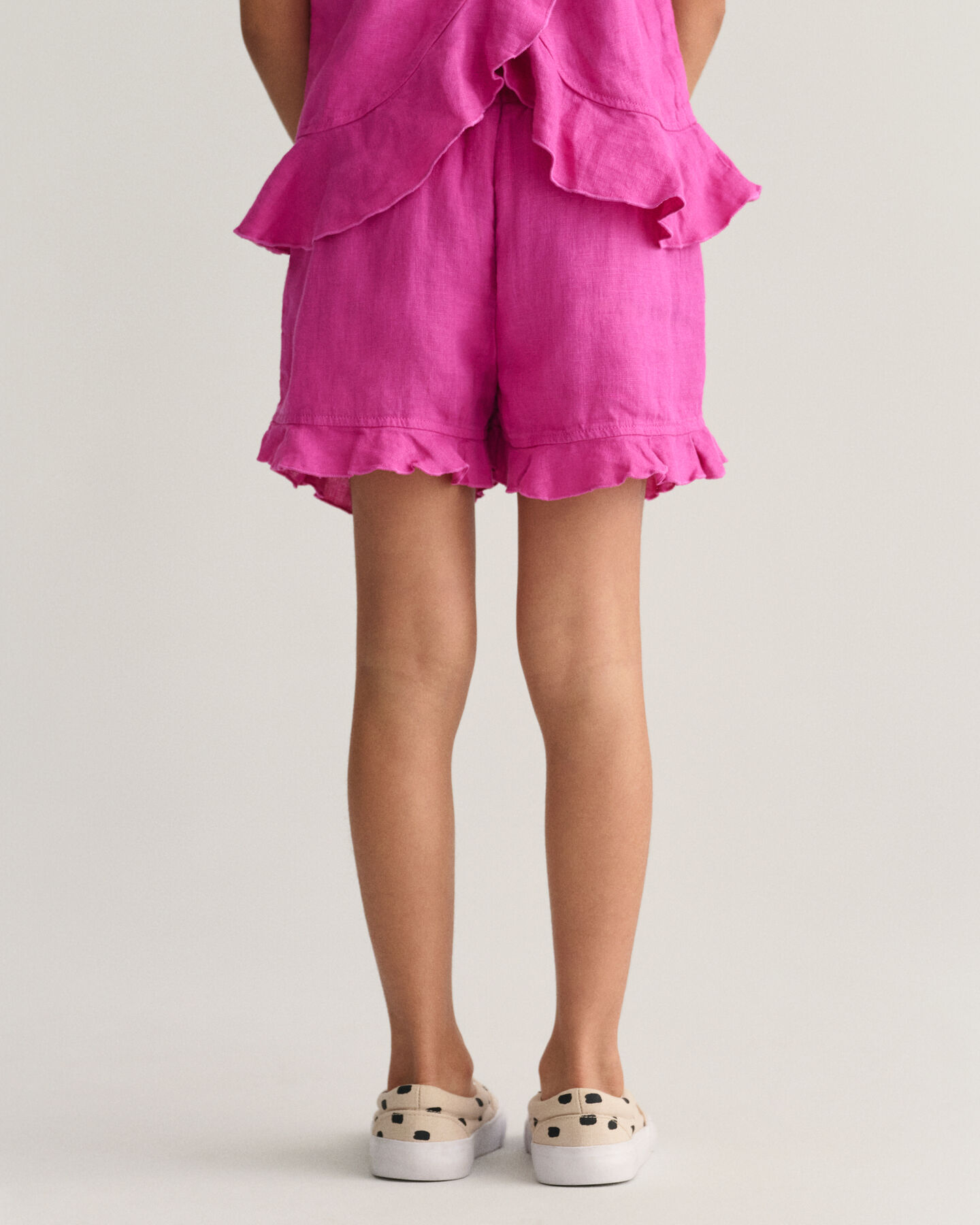 Girls linnen short met ruches