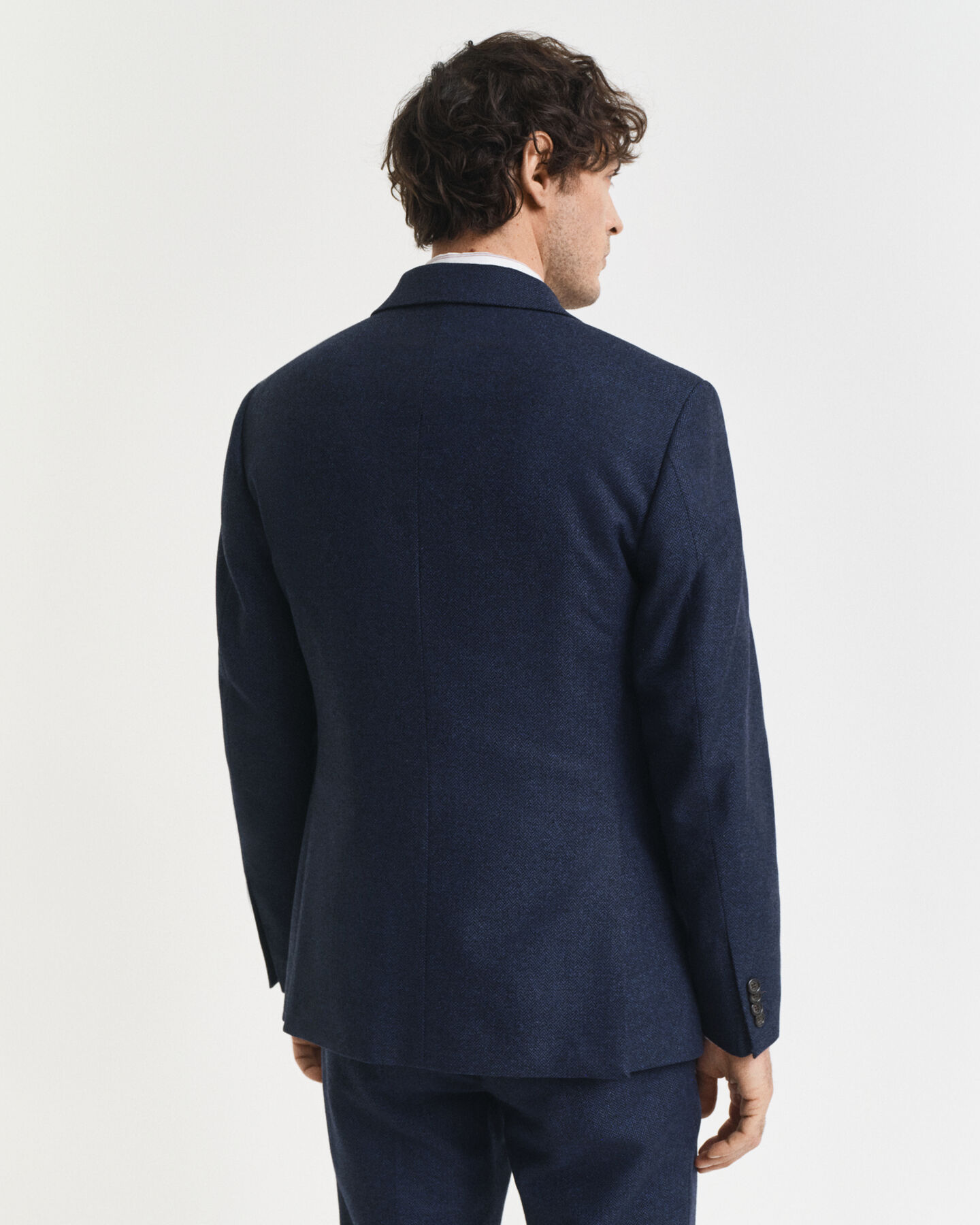 Slim Fit flanellen kostuumjasje met visgraatmotief