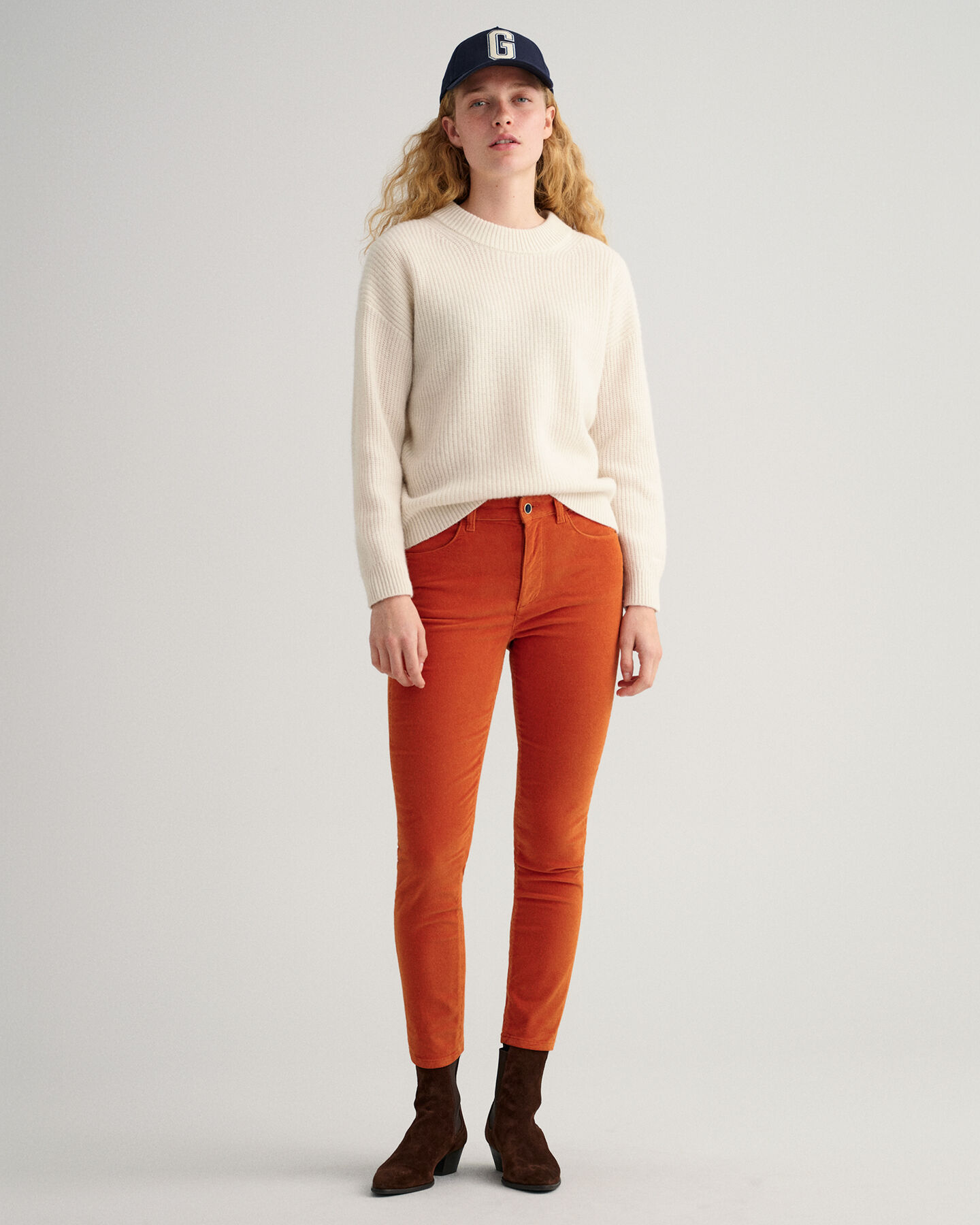 Farla Slim Fit cropped jeans van corduroy