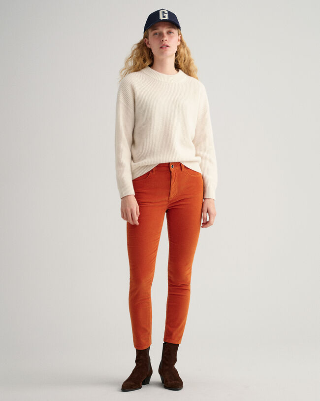 Farla Slim Fit cropped jeans van corduroy