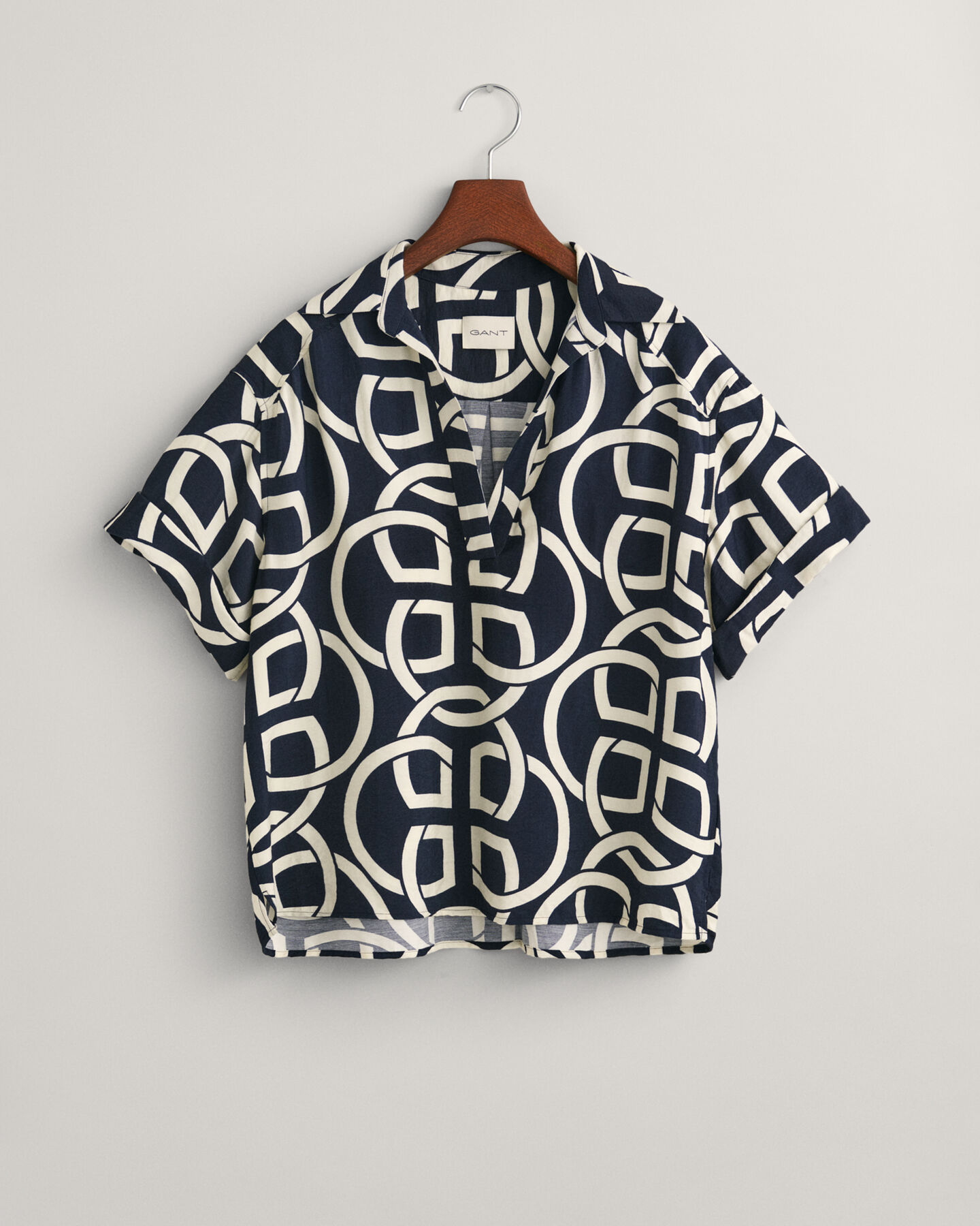Relaxed Fit Monogram Print Popover overhemd met korte mouwen