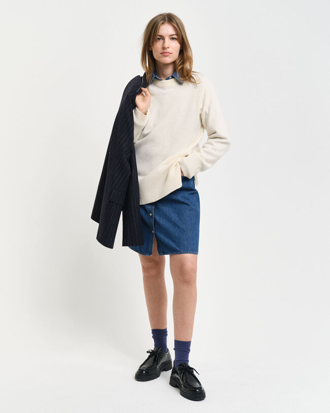 Trui met ronde hals en visgraatmotief