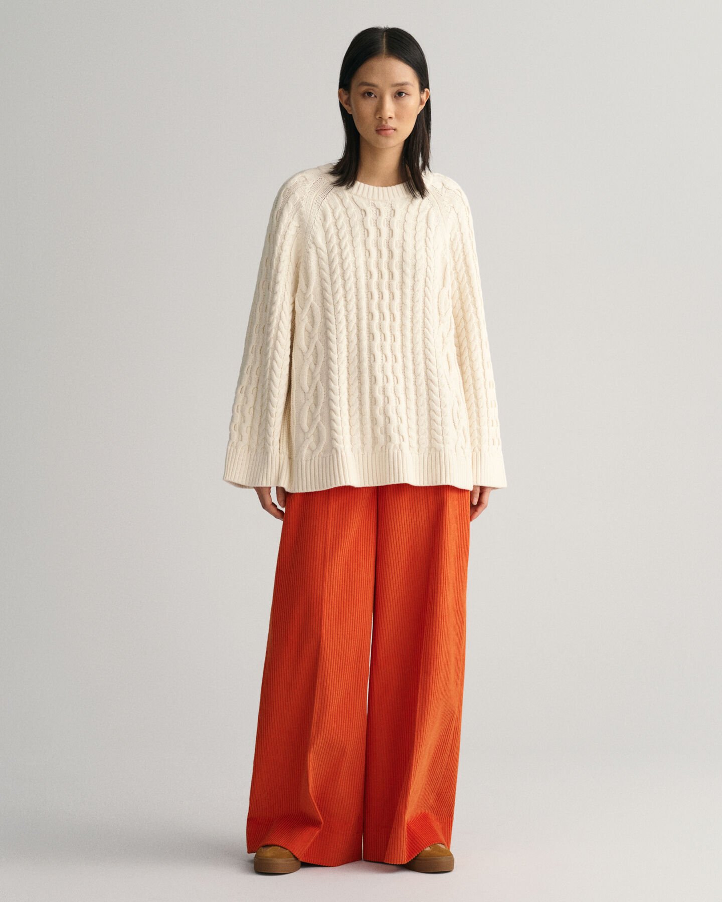 Corduroy broek met hoge taille en wijde pijp