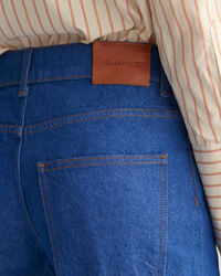 Helderblauwe jeans met wijde pijpen