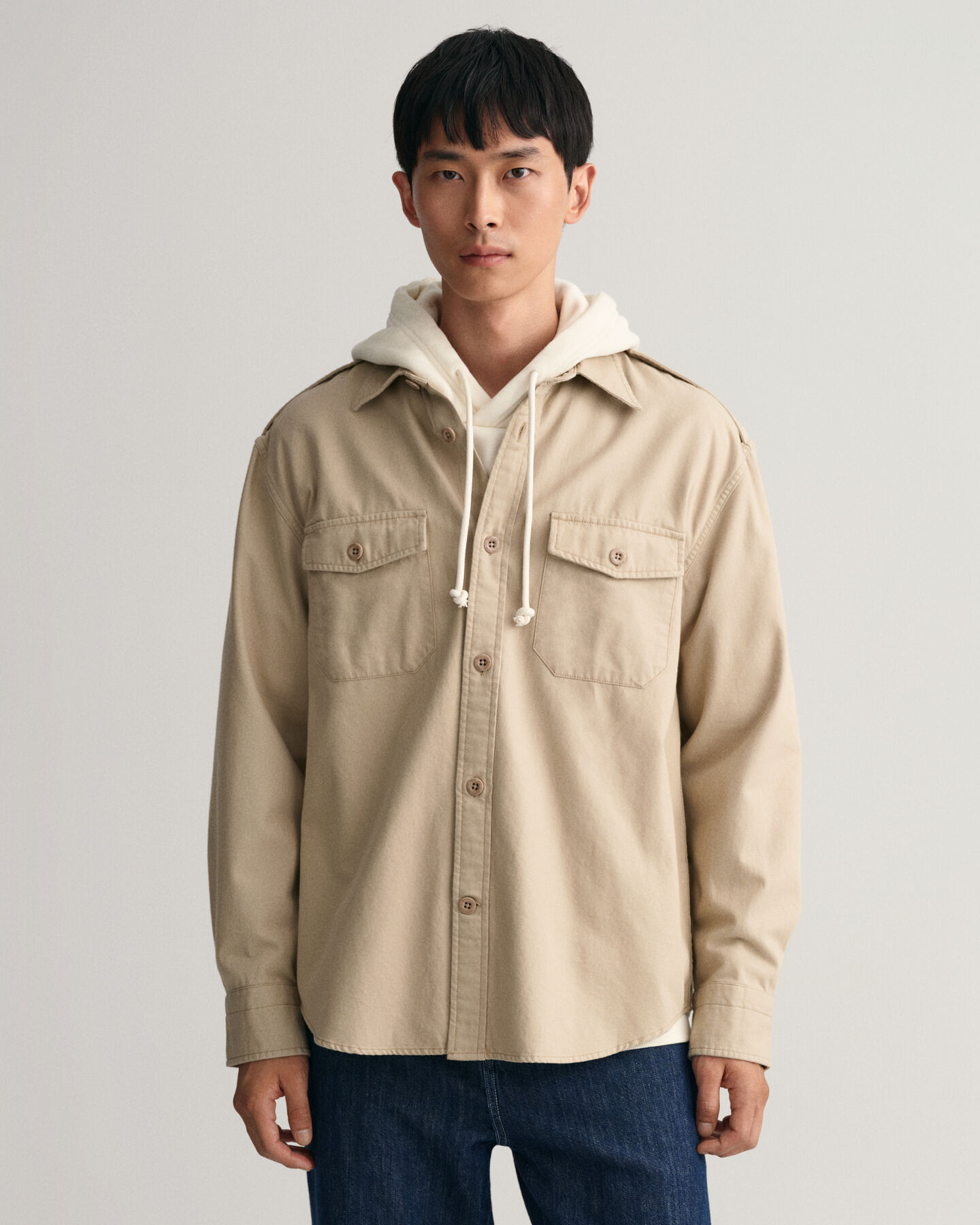 Relaxed Fit Solid overhemd van keperstof