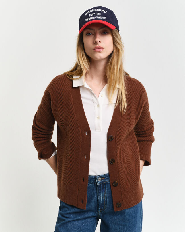 Vest met V-hals en visgraatmotief