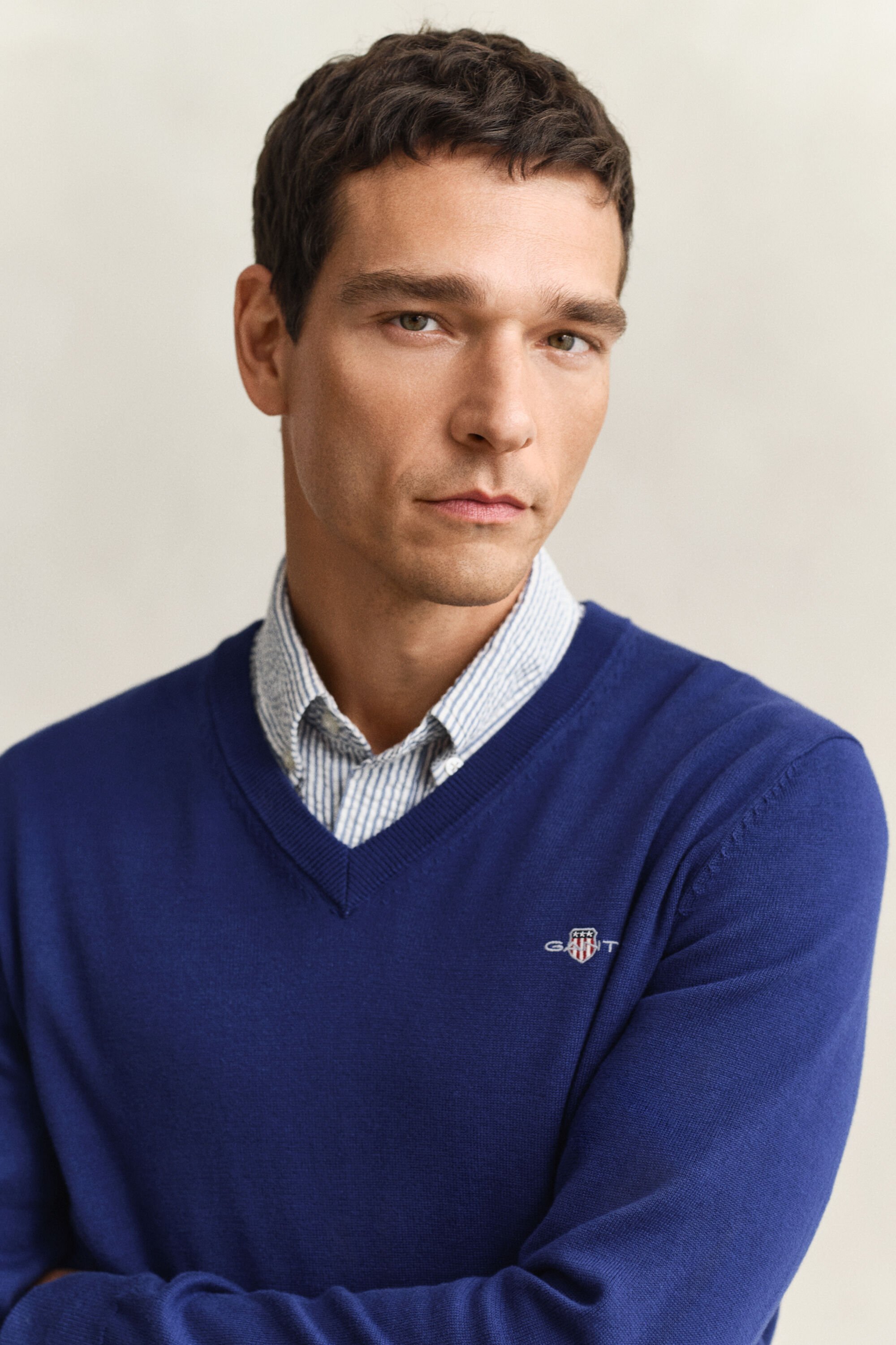 Klassieke sweater van katoen met V-hals