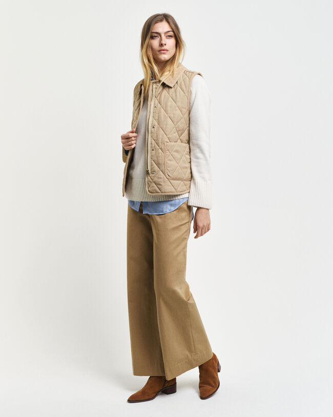 Gewatteerde bodywarmer met corduroy details