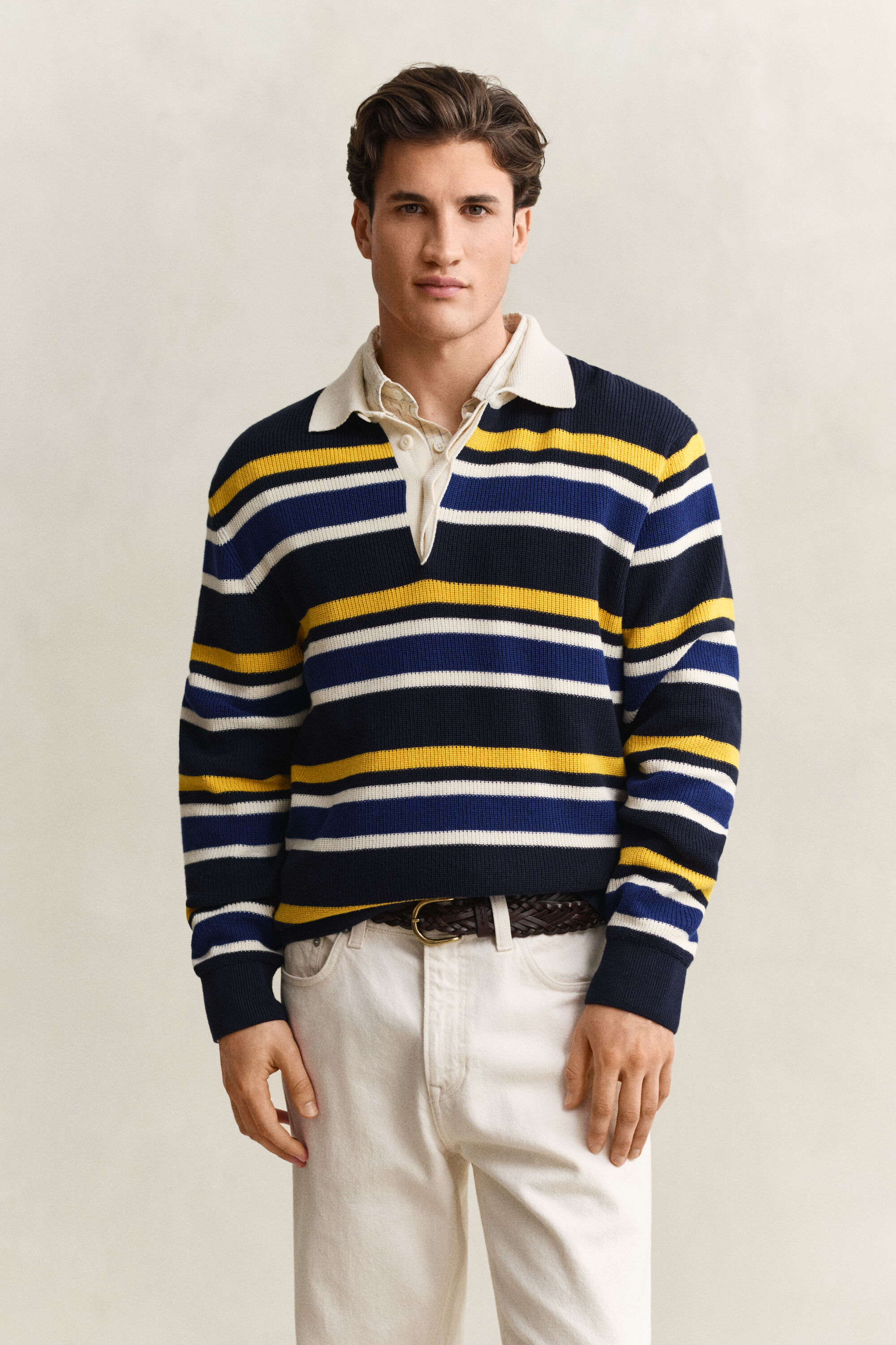 Gestreepte polosweater met rib