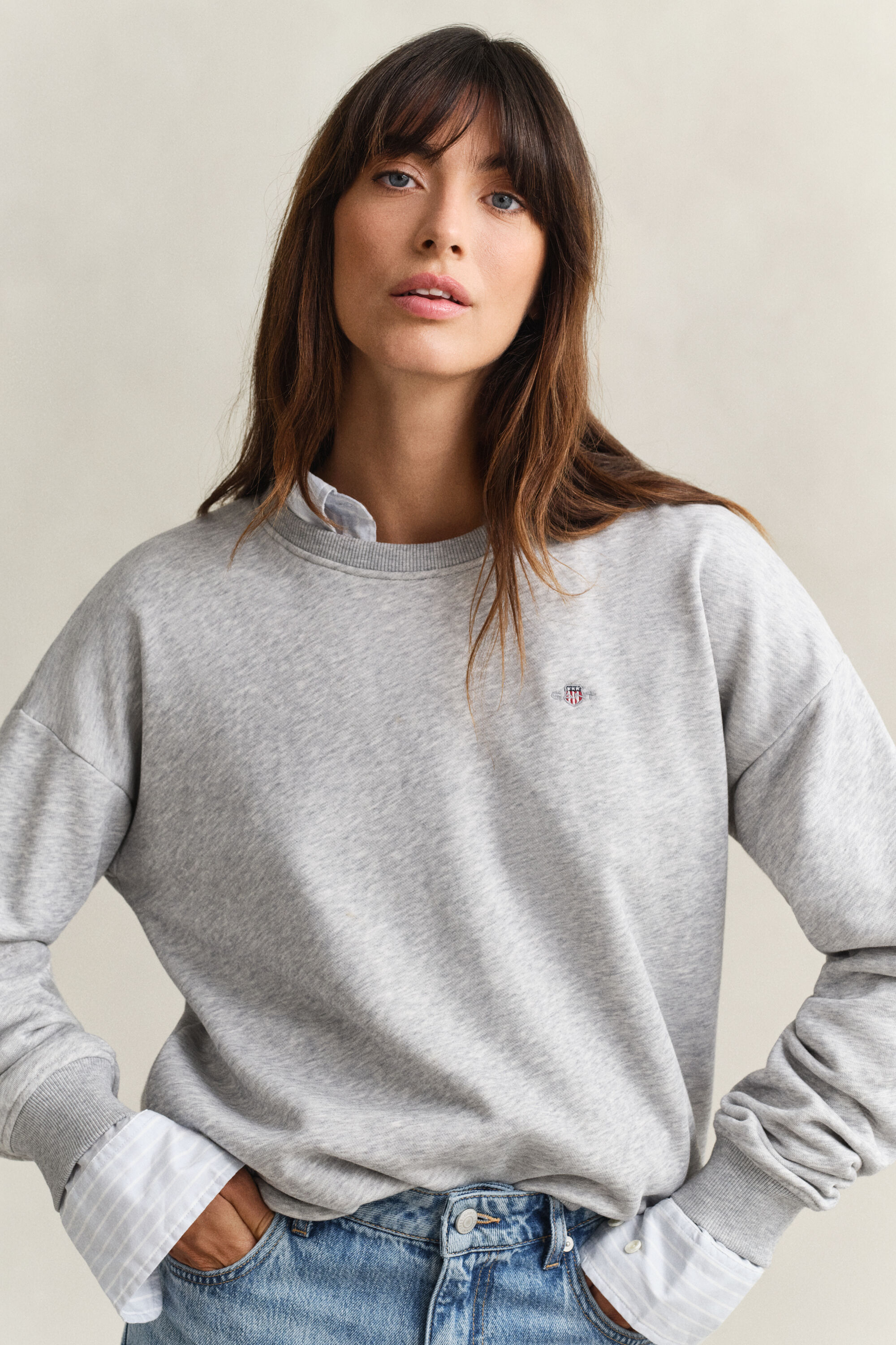 Shield sweatshirt met ronde hals