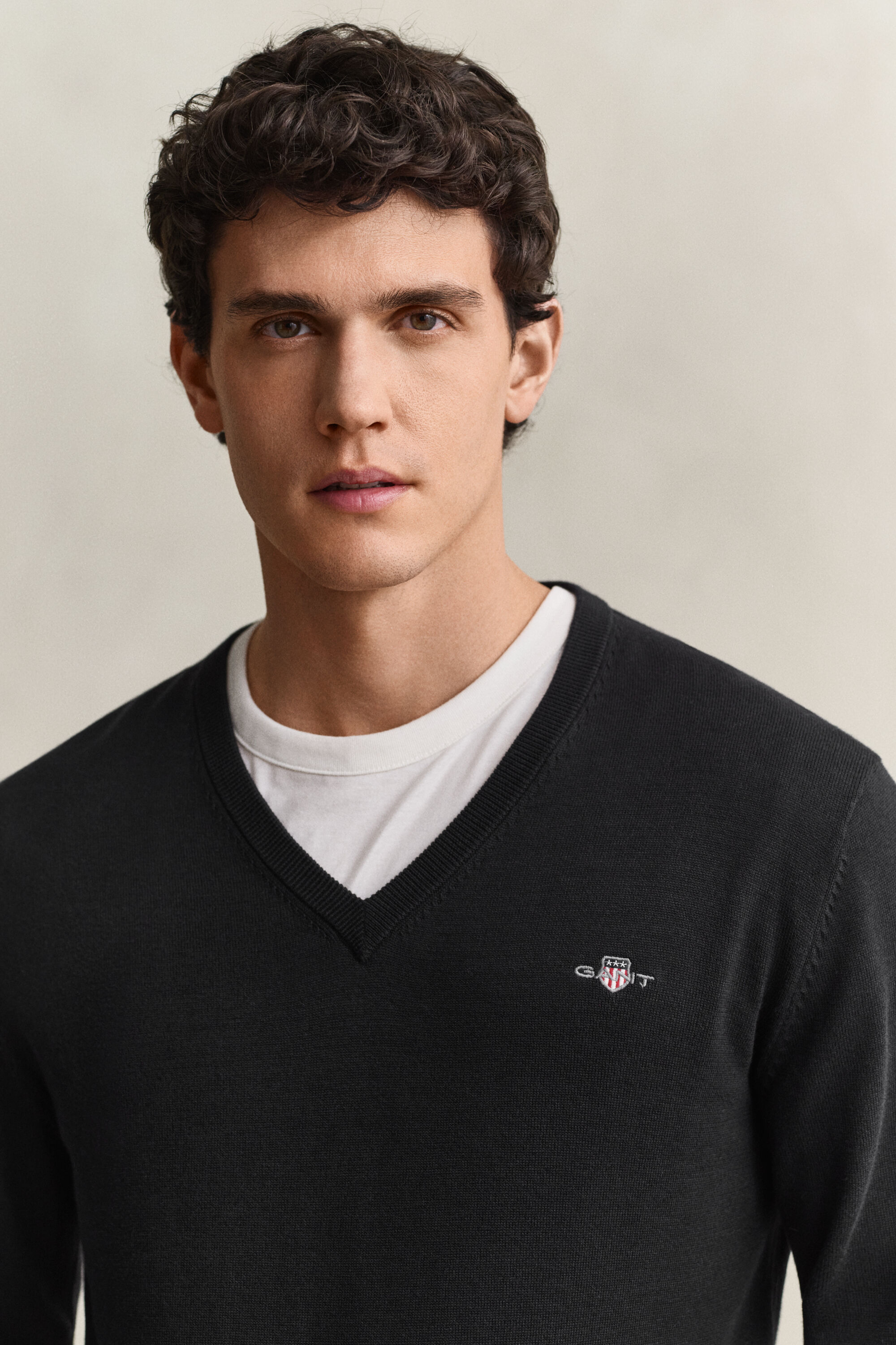Katoenen sweater met V-hals