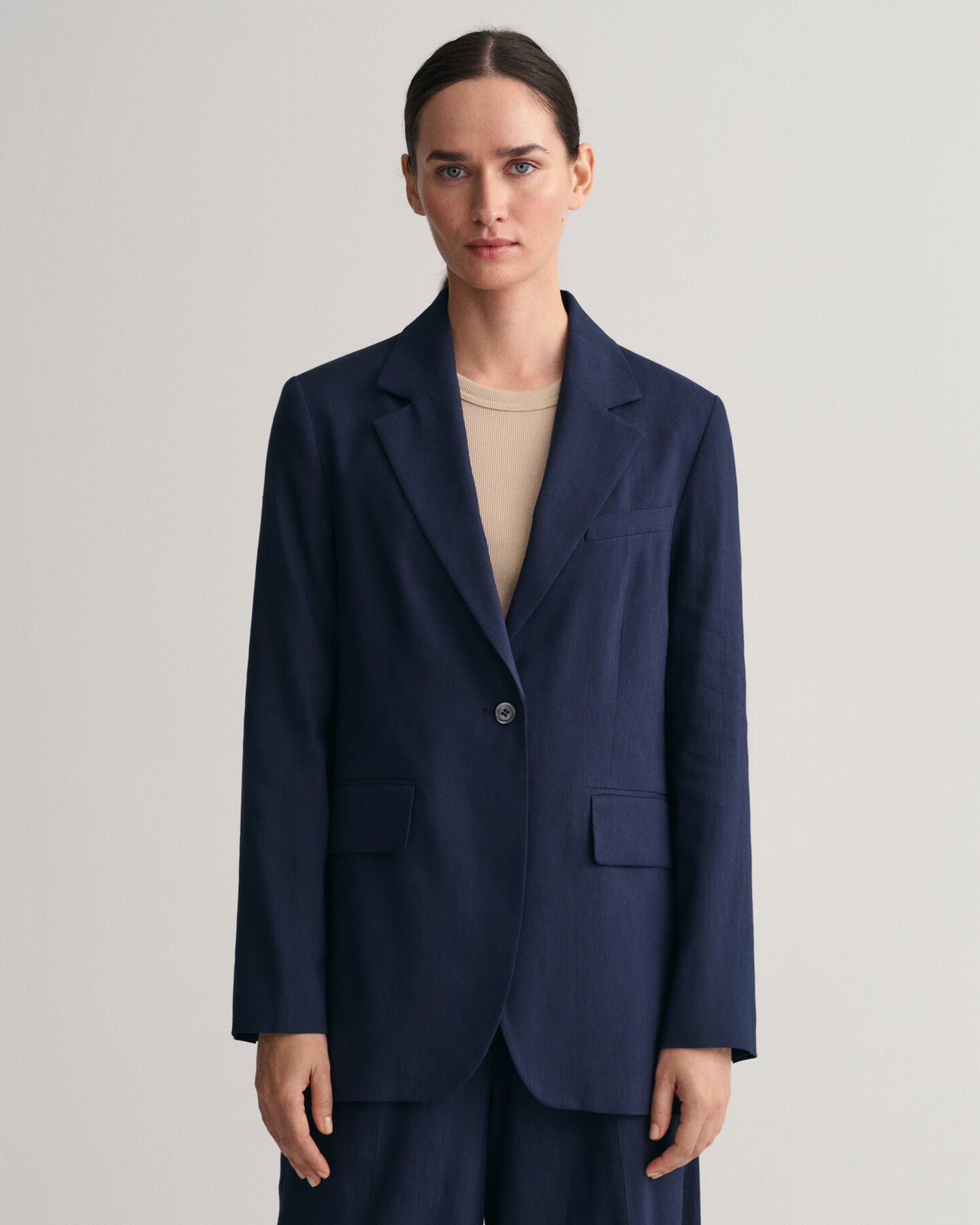 Regular Fit blazer van linnen met stretch