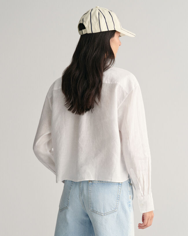 Relaxed Fit cropped blouse van linnen