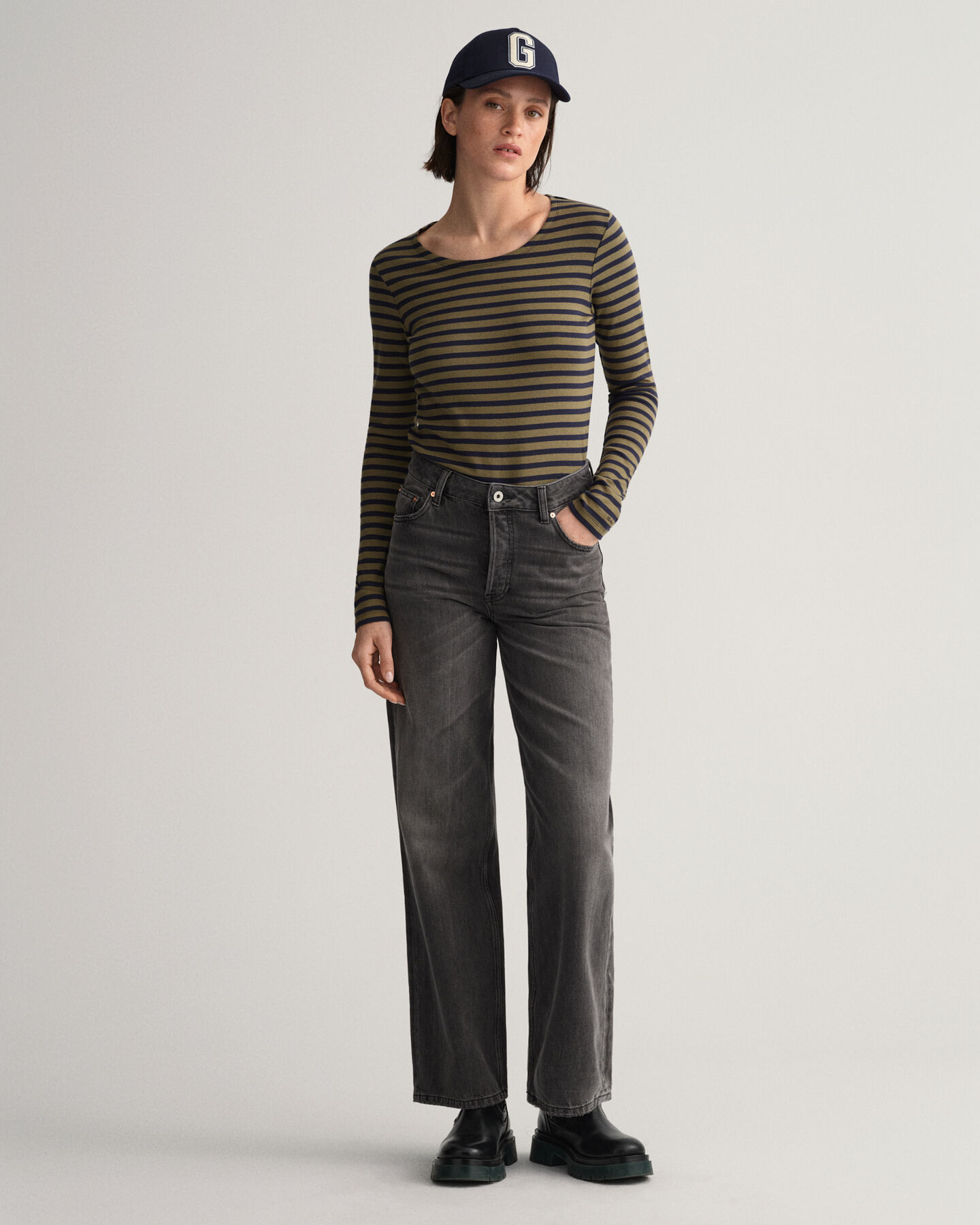 Gestreept geribd T-shirt met lange mouwen