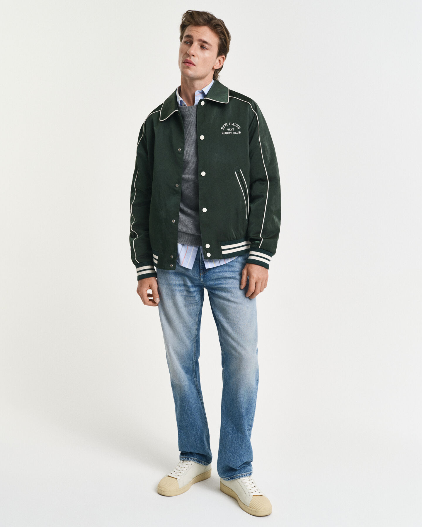 Sweater met ronde hals van piquékatoen