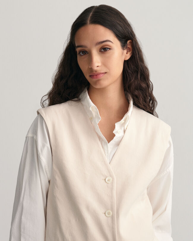 Regular Fit gilet van linnen met stretch