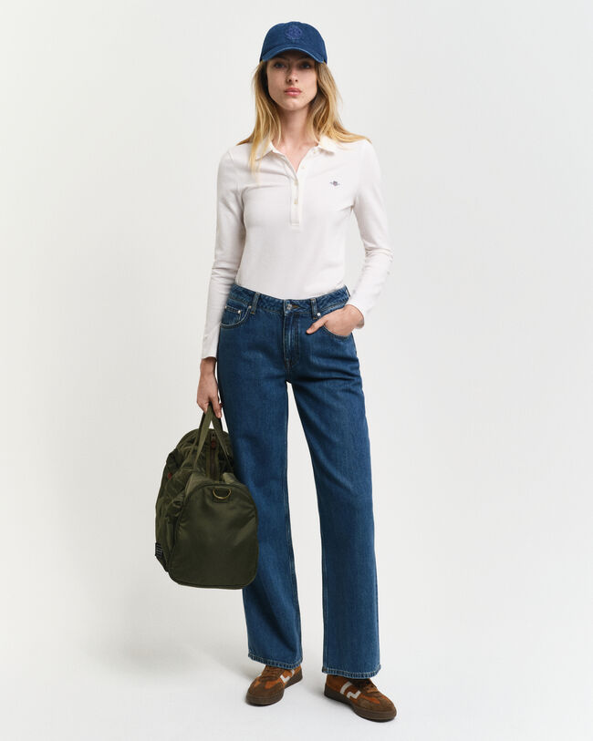 Shield piqué poloshirt met lange mouwen