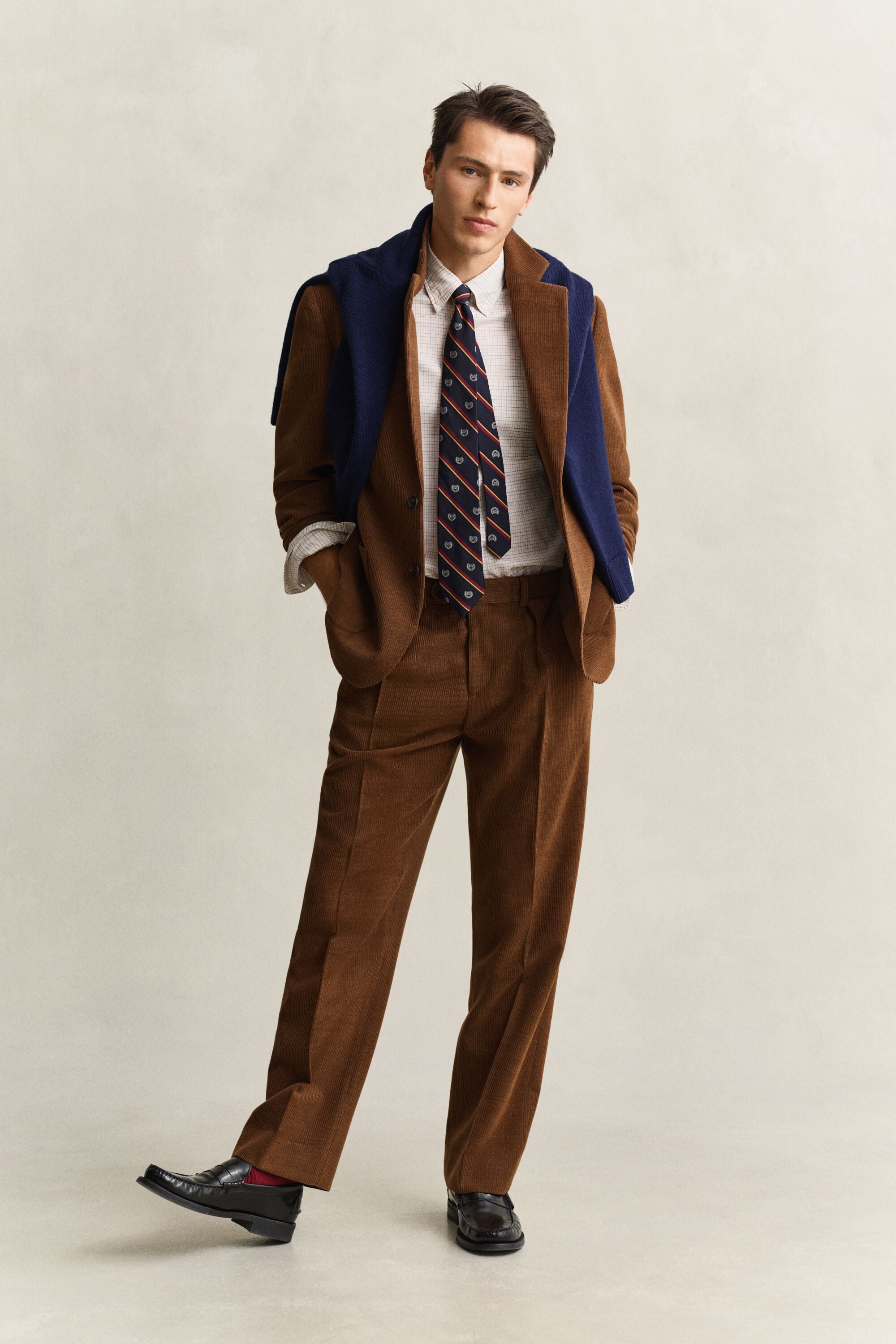 Gant x Yale blazer van wollen ribfluweel