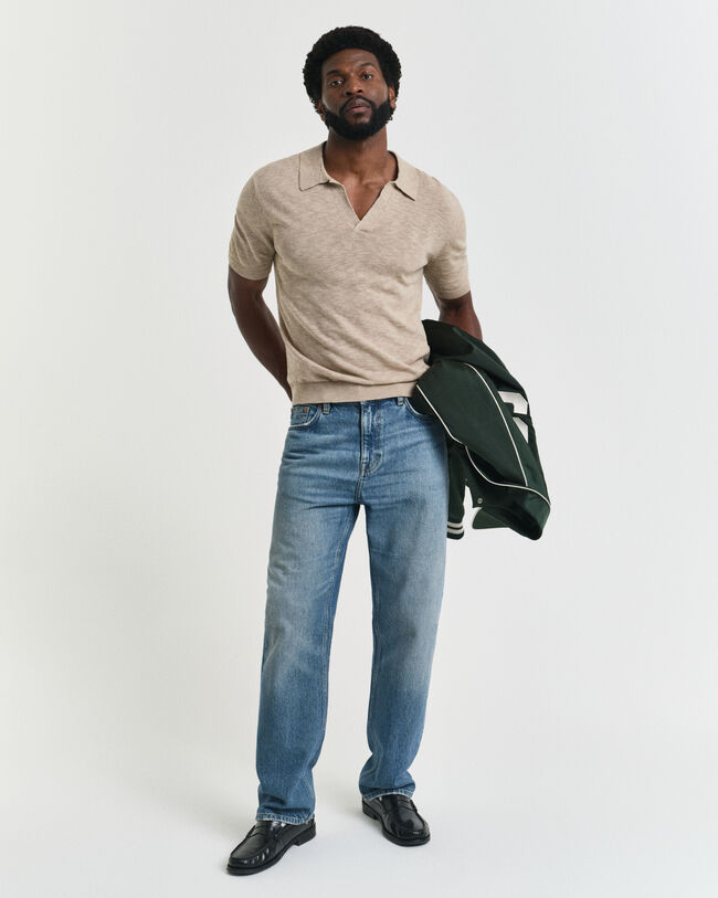 Polotrui met korte mouwen van linnenmix