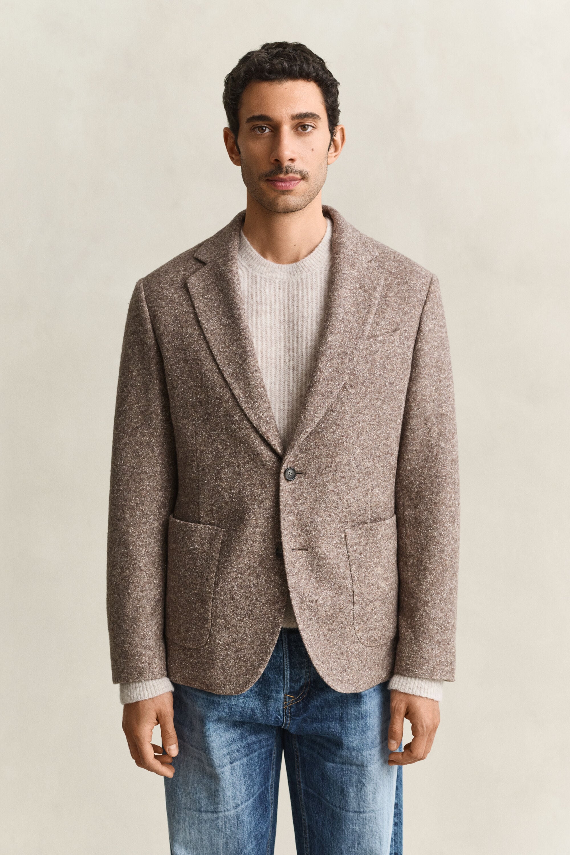 Jersey blazer van wol met zijde