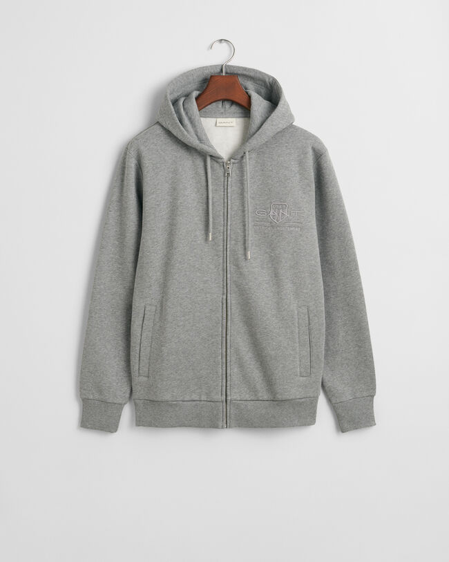 Tonal Shield hoodie met ritssluiting