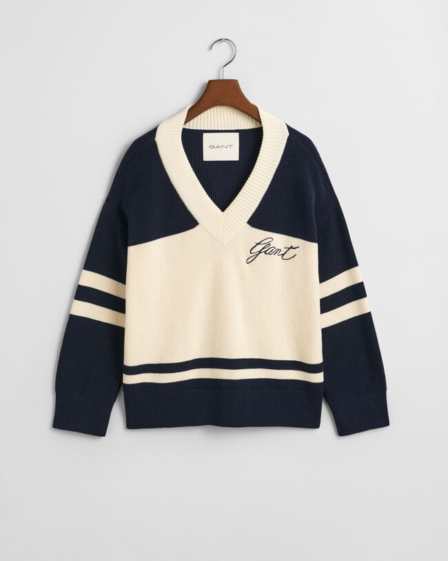 GANT Varsity sweater met V-hals van katoen