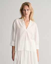 Relaxed Fit Seersucker Popover blouse met strepen