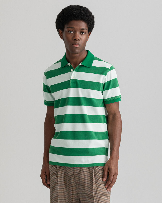 Barstripe piqué poloshirt met print