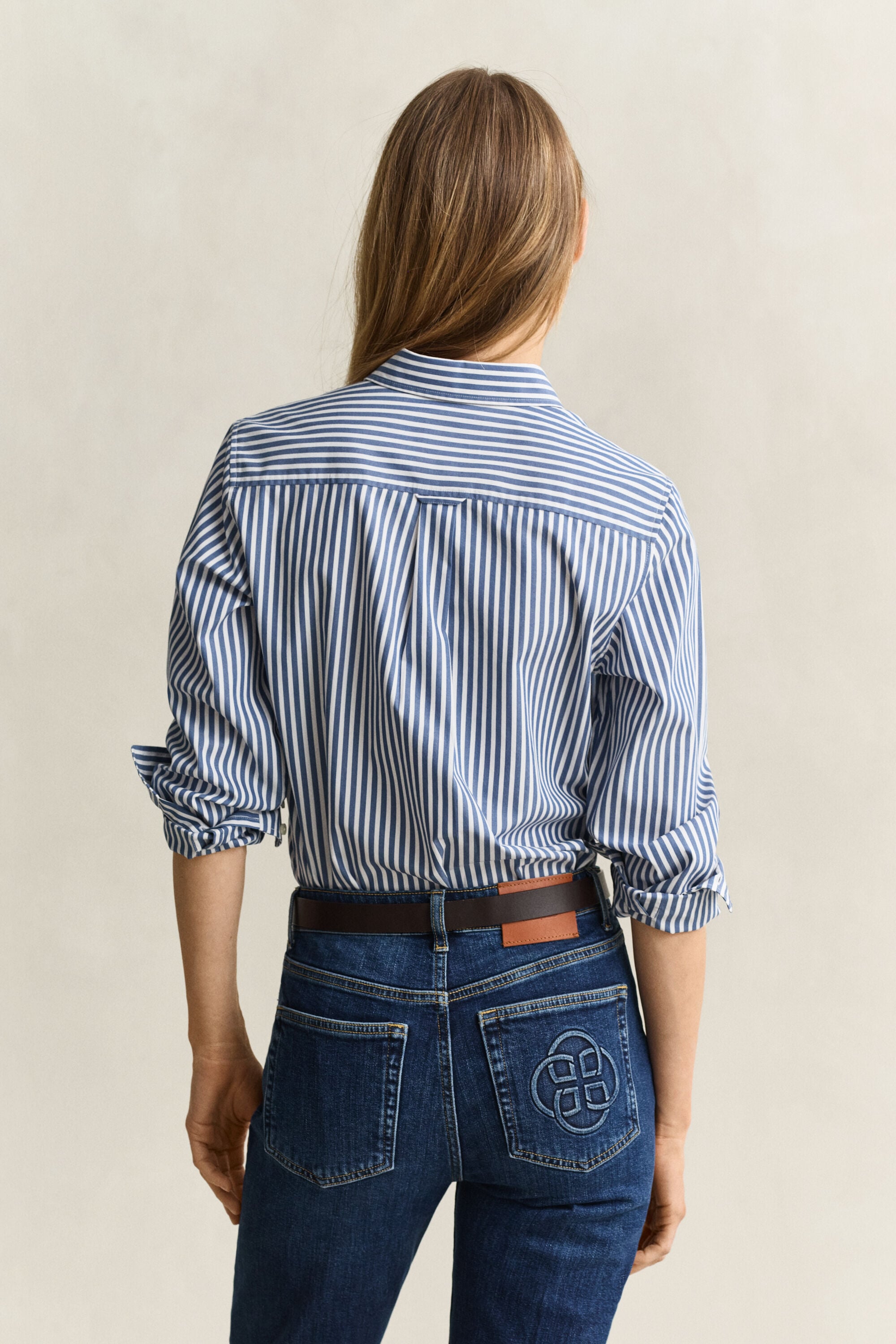 Classic Regular gestreept poplin overhemd