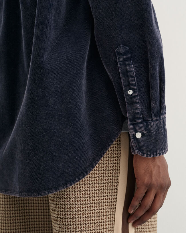 Relaxed Fit sterk verwassen corduroy overhemd