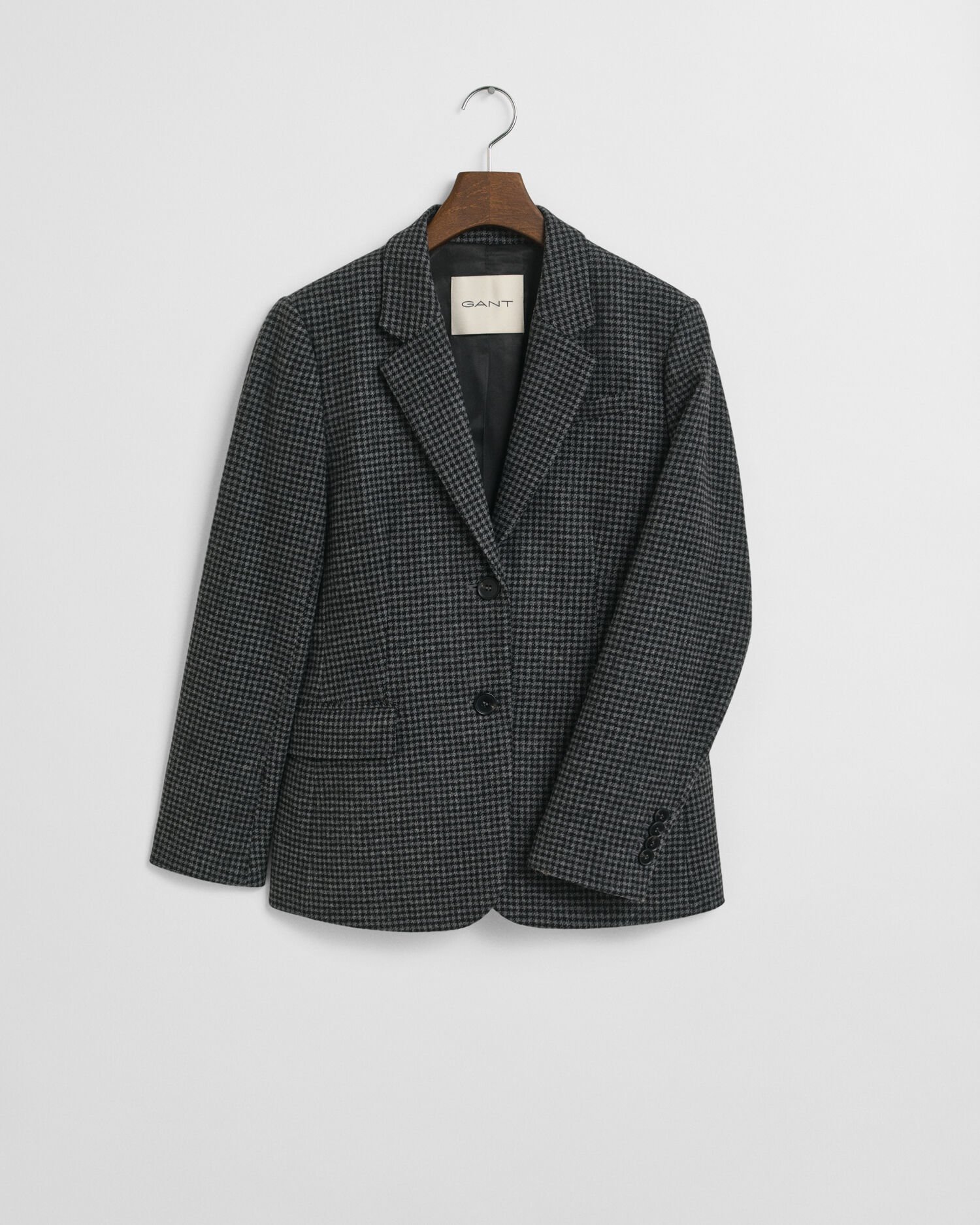 Regular fit wollen blazer met pied-de-poule
