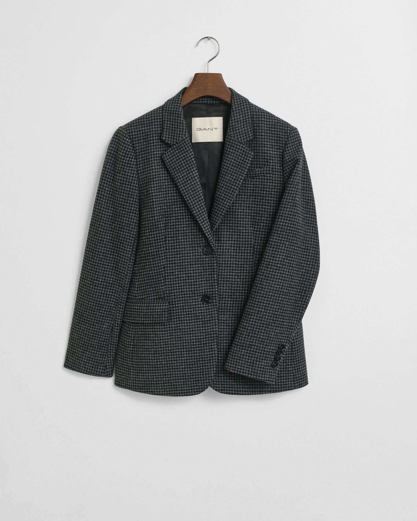 Regular fit wollen blazer met pied-de-poule