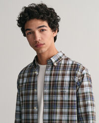 Regular Fit popeline overhemd met middelgroot ruitpatroon