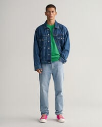 Sweater met ronde hals van piqu&eacute;katoen