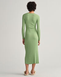 Geribde jurk met ronde hals