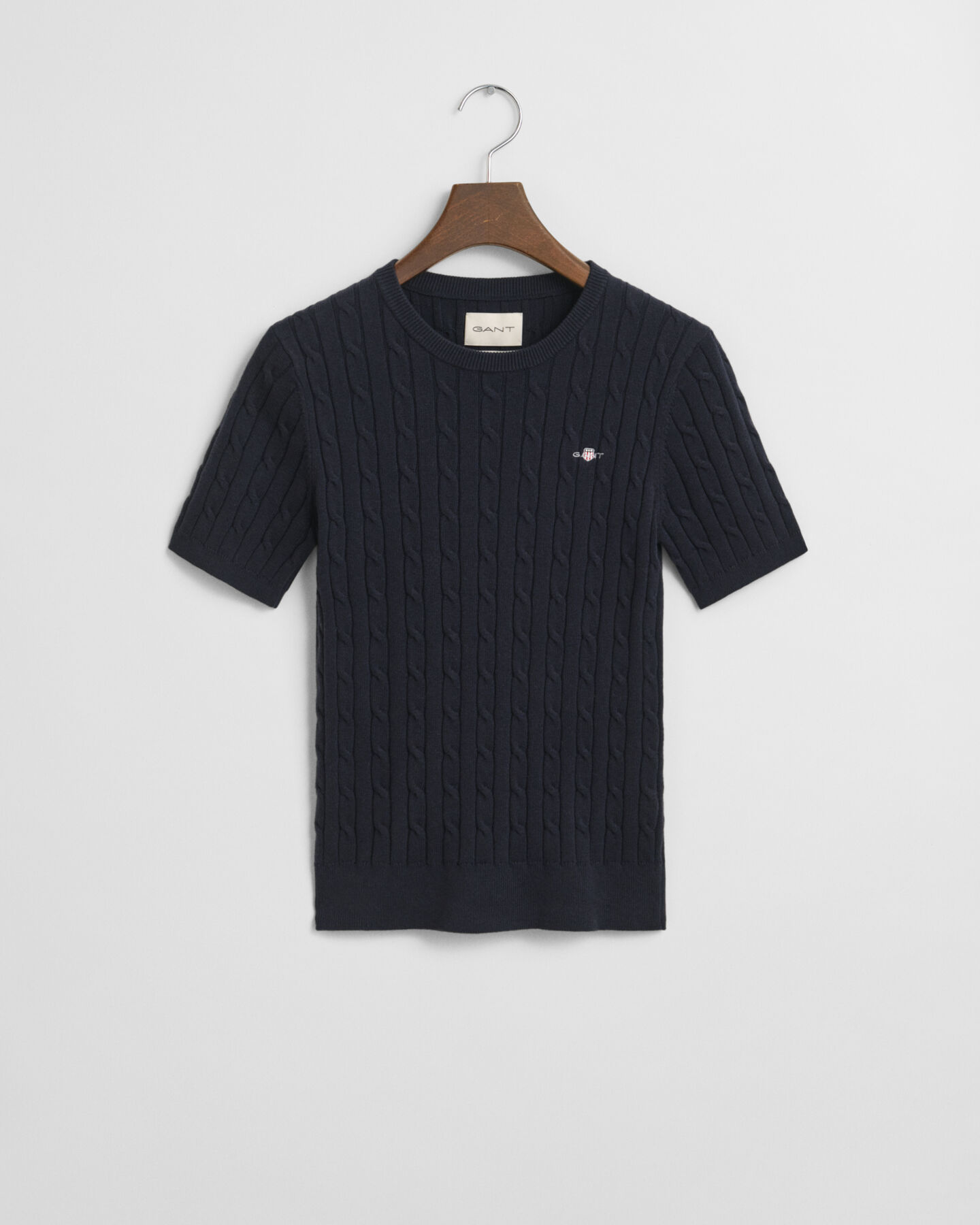 Gebreide kabeltrui van stretchkatoen