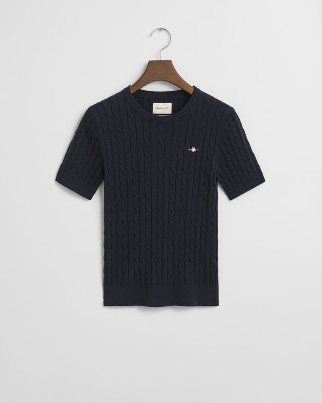 Gebreide kabeltrui van stretchkatoen