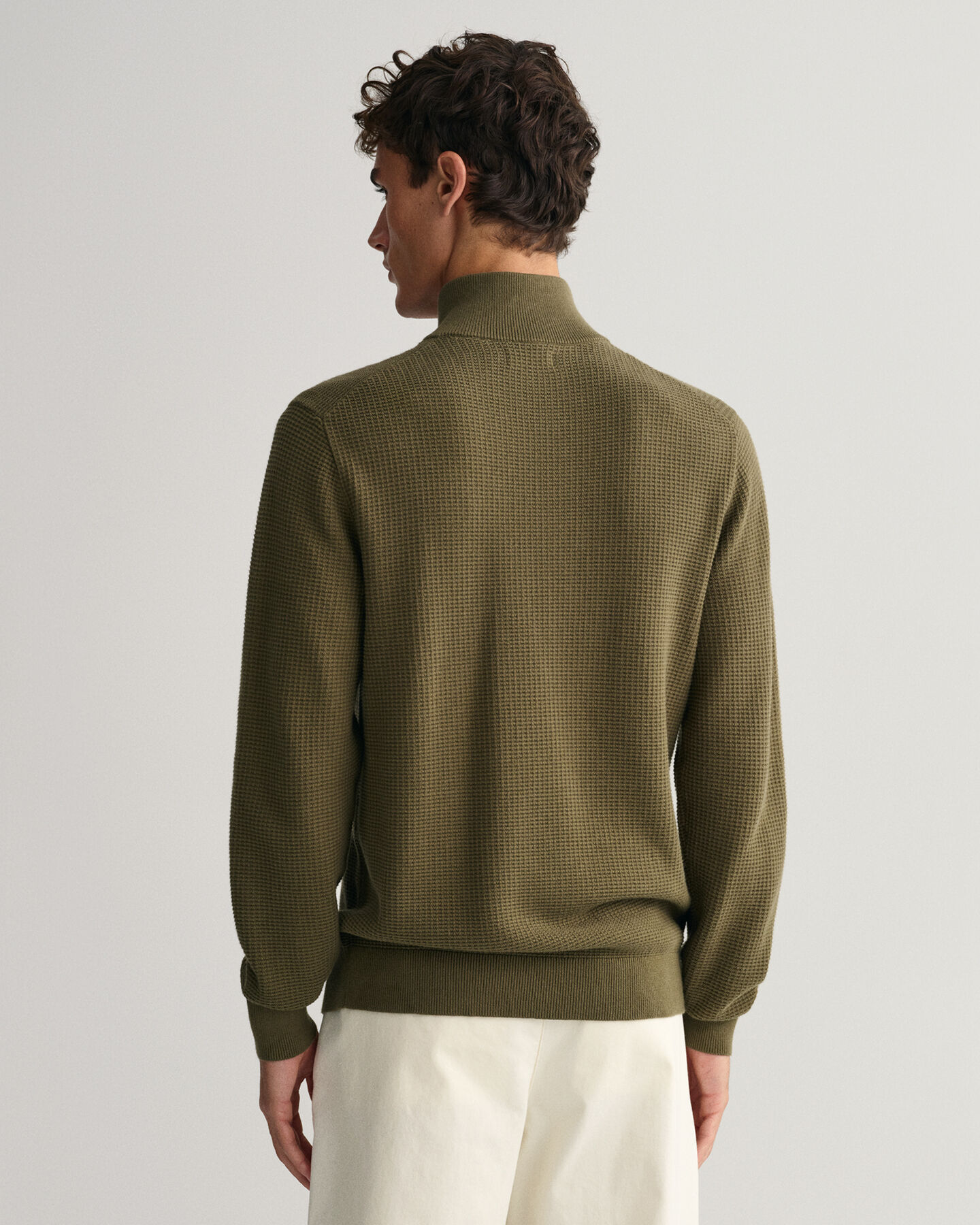 Katoenen Textured sweater met korte rits