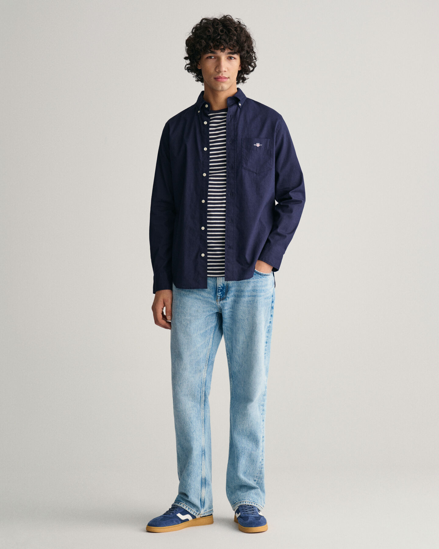 Regular Fit overhemd van katoen en linnen