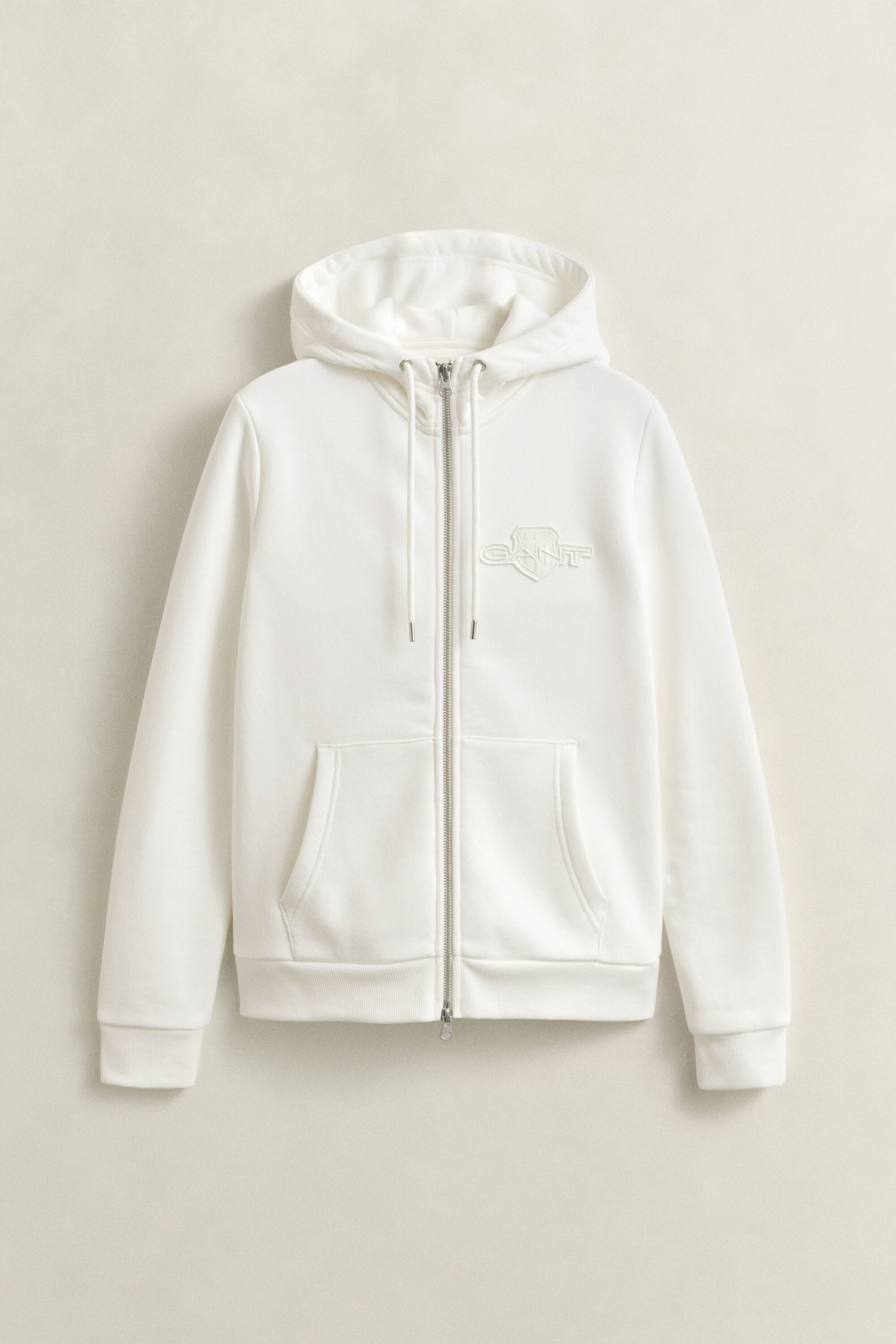 Tonal Shield hoodie met ritssluiting