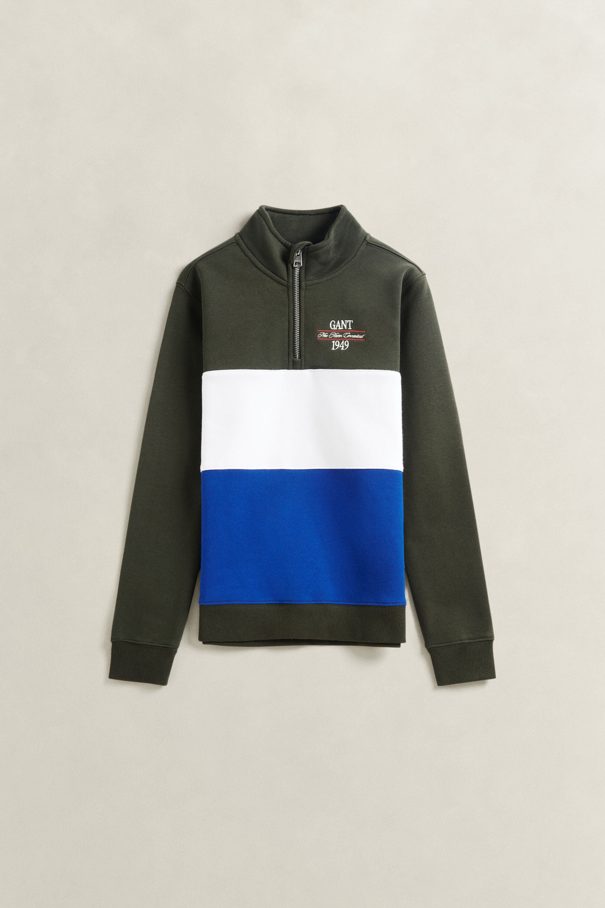 Sweatshirt met korte rits en kleurblokken voor tienerjongens