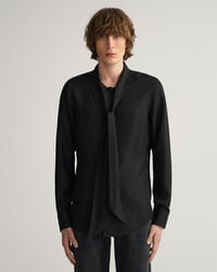 Slim Fit effen overhemd met vlinderdas