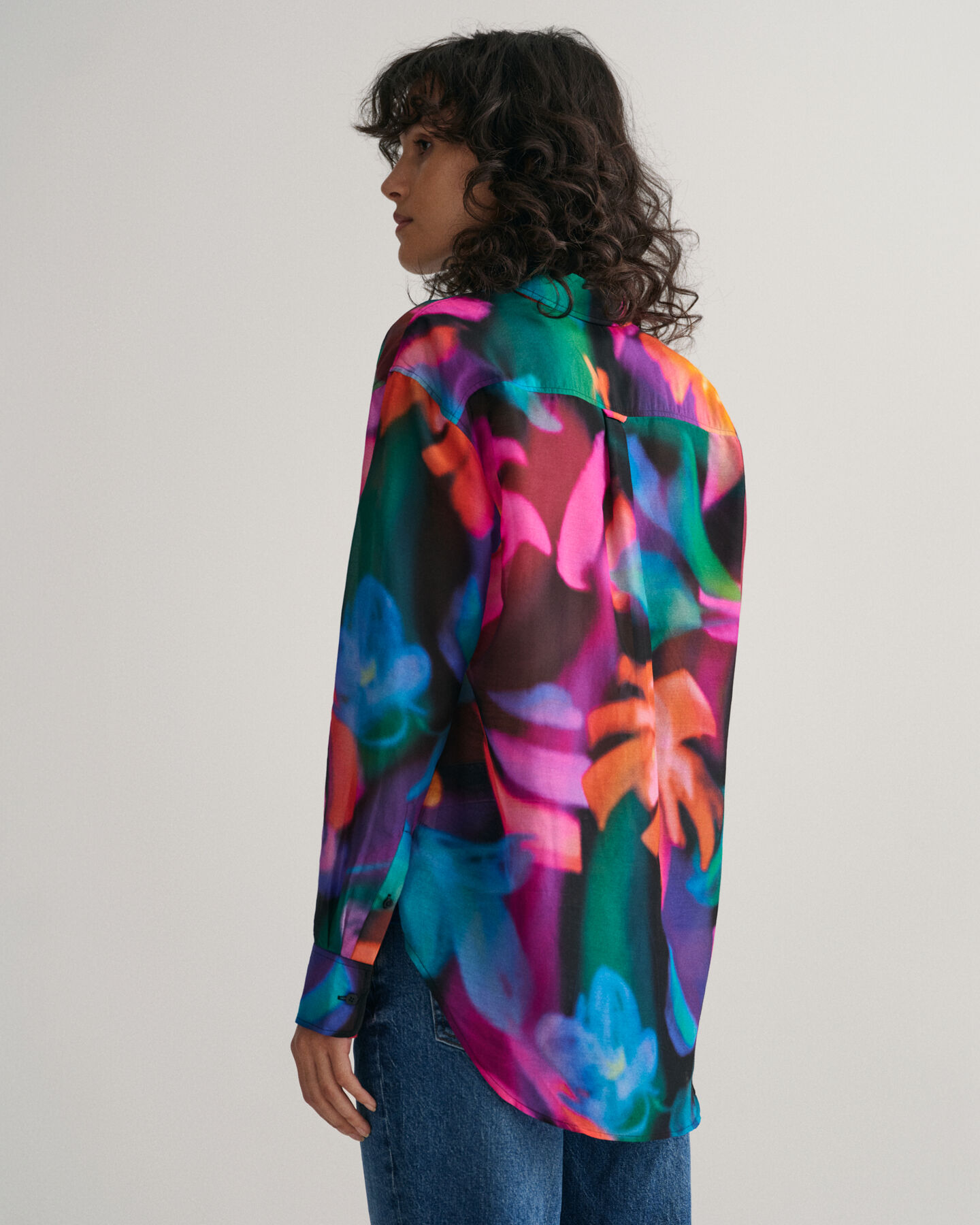 Relaxed Fit overhemd met bloemenprint van katoen en zijde