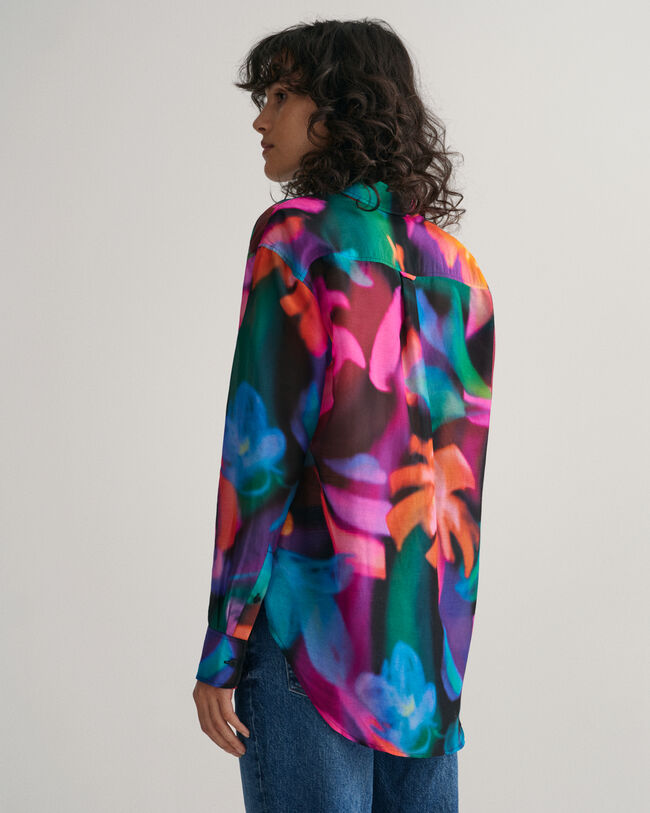 Relaxed Fit overhemd met bloemenprint van katoen en zijde